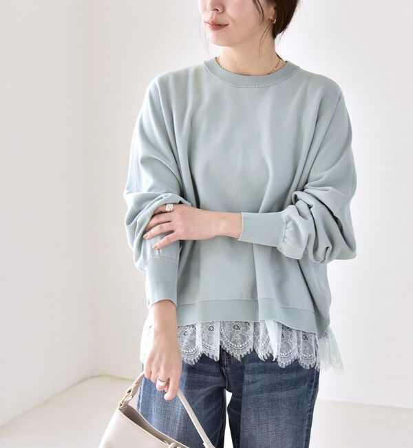 quaranciel「quaranciel:〈手洗い可能〉レースヘム ドルマン ニット プルオーバー」|ニット・セーター|