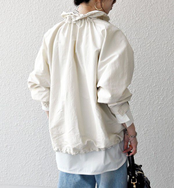 SHIPS any「SHIPS any:〈洗濯機可能〉ナイロン タスラン ギャザー スタンドカラー ブルゾン」|ブルゾン・スタジャン|