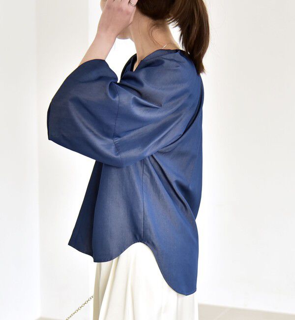 quaranciel「quaranciel:〈洗濯機可能〉ツイル スキッパー ボリューム ブラウス」|シャツ・ブラウス|