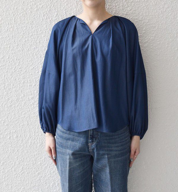 quaranciel「quaranciel:〈洗濯機可能〉ツイル スキッパー ボリューム ブラウス」|シャツ・ブラウス|