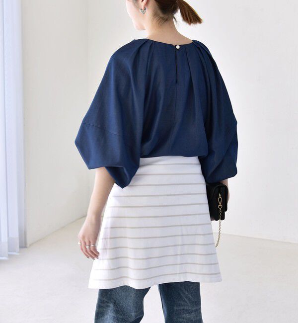 quaranciel「quaranciel:〈洗濯機可能〉ツイル スキッパー ボリューム ブラウス」|シャツ・ブラウス|