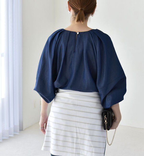 quaranciel「quaranciel:〈洗濯機可能〉ツイル スキッパー ボリューム ブラウス」|シャツ・ブラウス|