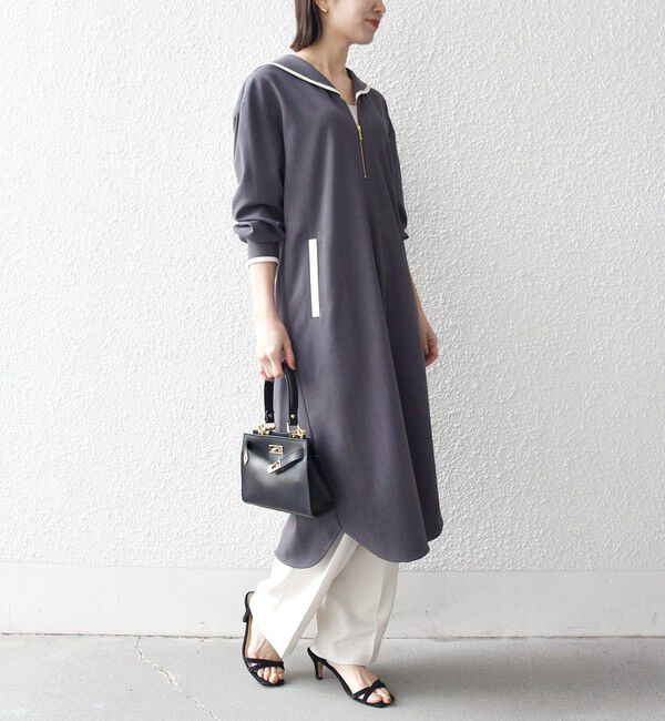 SHIPS any「SHIPS any:〈洗濯機可能〉セーラーカラー 配色 ジップ ワンピース」|ワンピース|