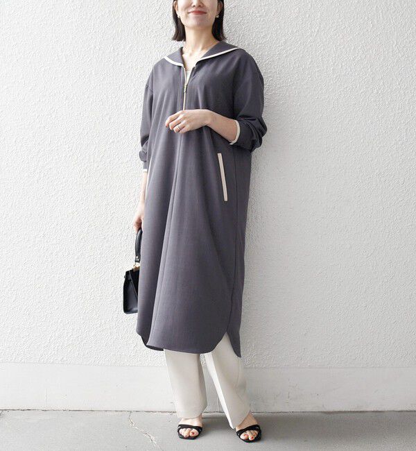 SHIPS any「SHIPS any:〈洗濯機可能〉セーラーカラー 配色 ジップ ワンピース」|ワンピース|