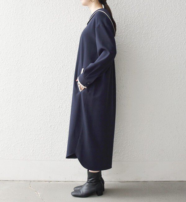 SHIPS any「SHIPS any:〈洗濯機可能〉セーラーカラー 配色 ジップ ワンピース」|ワンピース|