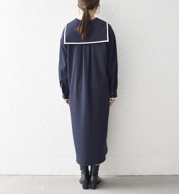 SHIPS any「SHIPS any:〈洗濯機可能〉セーラーカラー 配色 ジップ ワンピース」|ワンピース|