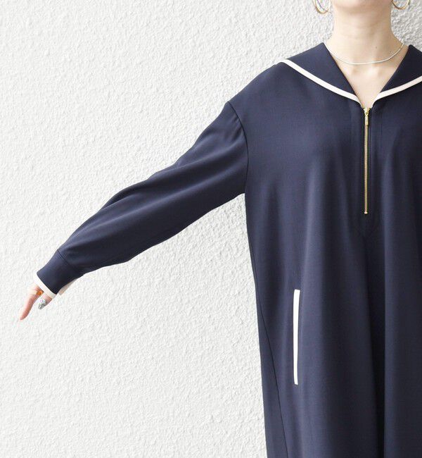 SHIPS any「SHIPS any:〈洗濯機可能〉セーラーカラー 配色 ジップ ワンピース」|ワンピース|