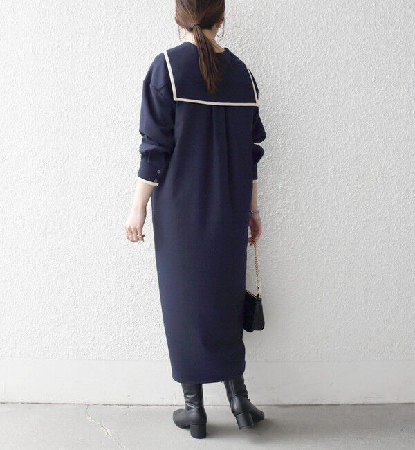 SHIPS any「SHIPS any:〈洗濯機可能〉セーラーカラー 配色 ジップ ワンピース」|ワンピース|