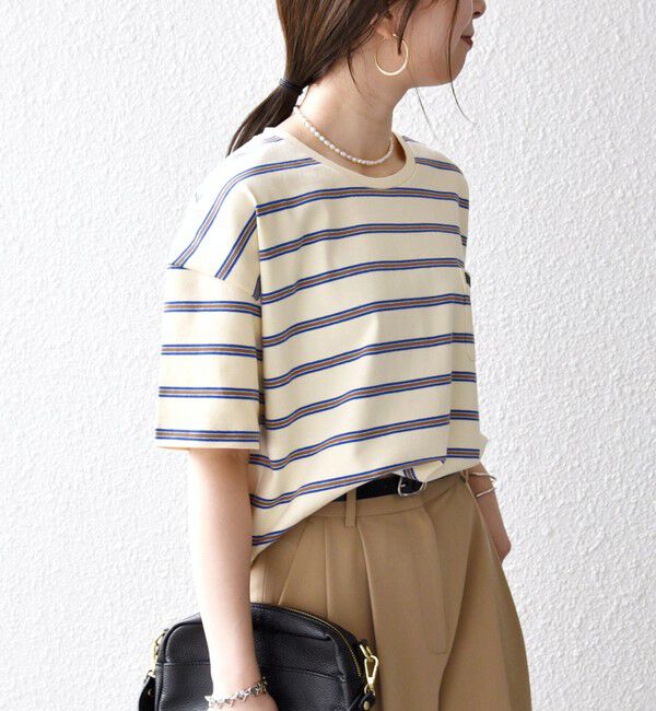 SHIPS any「SHIPS any:〈洗濯機可能〉マルチボーダー ワイド TEE」|Tシャツ・カットソー|