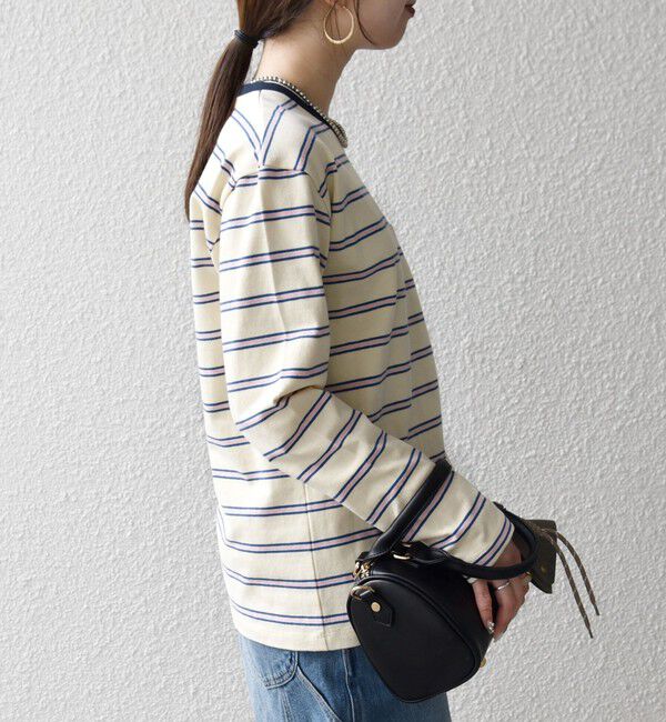 SHIPS any「SHIPS any:〈洗濯機可能〉マルチボーダー リンガー ロンTEE」|Tシャツ・カットソー|