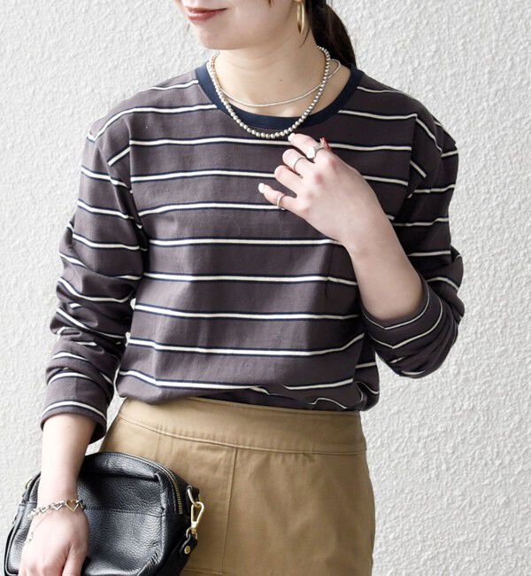 SHIPS any「SHIPS any:〈洗濯機可能〉マルチボーダー リンガー ロンTEE」|Tシャツ・カットソー|