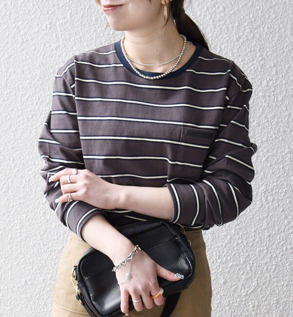 SHIPS any「SHIPS any:〈洗濯機可能〉マルチボーダー リンガー ロンTEE」|Tシャツ・カットソー|