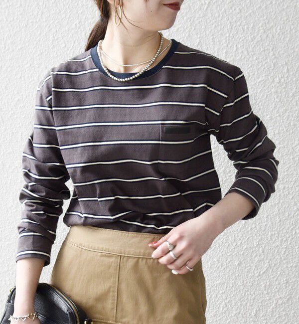 SHIPS any「SHIPS any:〈洗濯機可能〉マルチボーダー リンガー ロンTEE」|Tシャツ・カットソー|