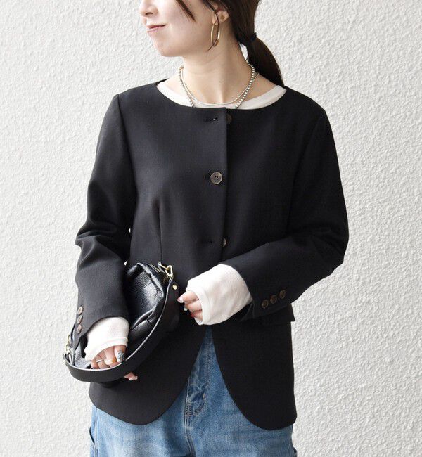 SHIPS any「SHIPS any:〈洗濯機可能〉シャーク ノーカラー ジャケット」|ノーカラージャケット|