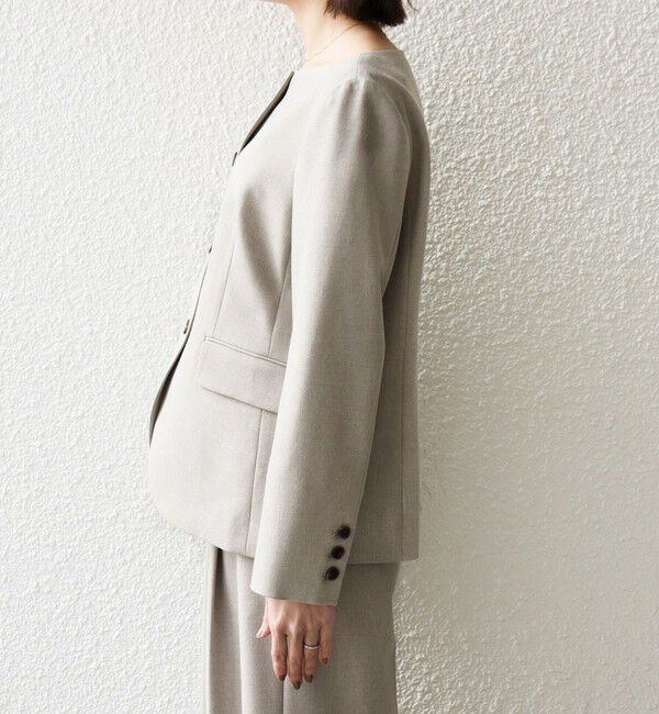 SHIPS any「SHIPS any:〈洗濯機可能〉シャーク ノーカラー ジャケット」|ノーカラージャケット|