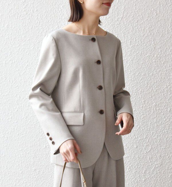 SHIPS any「SHIPS any:〈洗濯機可能〉シャーク ノーカラー ジャケット」|ノーカラージャケット|