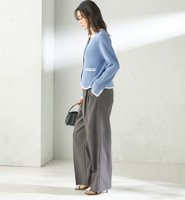 SHIPS for women「〈手洗い可能〉綿混 ウェーブ モール リブ 配色 カーディガン」|カーディガン|