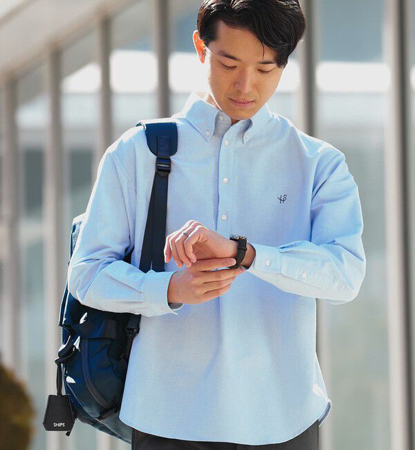 SHIPS「【WEB限定】SHIPS: 防シワ・吸水速乾 Drymix(R) プルオーバー ボダンダウン シャツ」|シャツ・ブラウス|ライトブルー