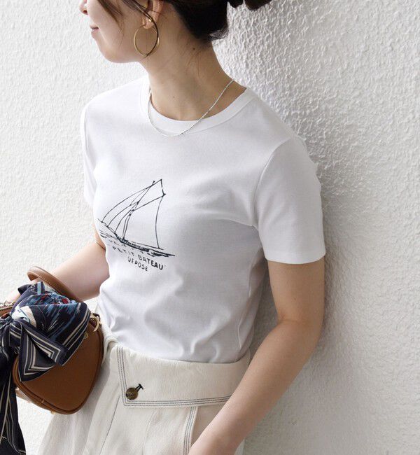 SHIPS any「【SHIPS any別注】PETIT BATEAU: ロゴ プリント コンパクト TEE 26SS」|Tシャツ・カットソー|ホワイト