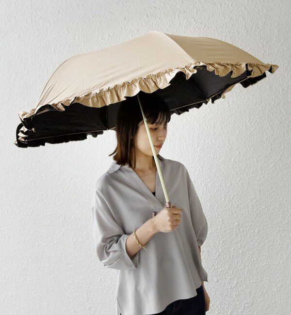 SHIPS Colors 「assa:BODYWRAP フリル 折り畳み傘 (晴雨兼用・親骨55cm)◇」|傘|
