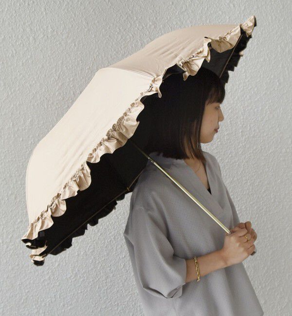 SHIPS Colors 「assa:BODYWRAP フリル 折り畳み傘 (晴雨兼用・親骨55cm)◇」|傘|