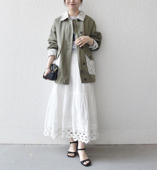 SHIPS any「SHIPS any:〈洗濯機可能〉コットン レース 切替 ミリタリー ジャケット ブルゾン」|ブルゾン・スタジャン|