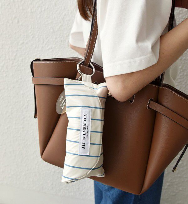 SHIPS Colors 「assa:ALL IN UMBRELLA ポーチ付き 折り畳み傘(晴雨兼用・親骨50cm)◇」|傘|オフホワイト