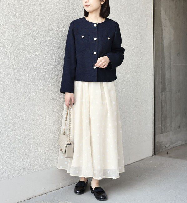 SHIPS Colors 「SHIPS Colors:〈手洗い可能〉シアー フロッキー ドット フレア スカート◇」|フレア|