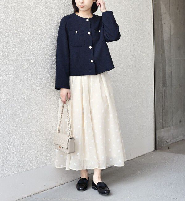 SHIPS Colors 「SHIPS Colors:〈手洗い可能〉シアー フロッキー ドット フレア スカート◇」|フレア|