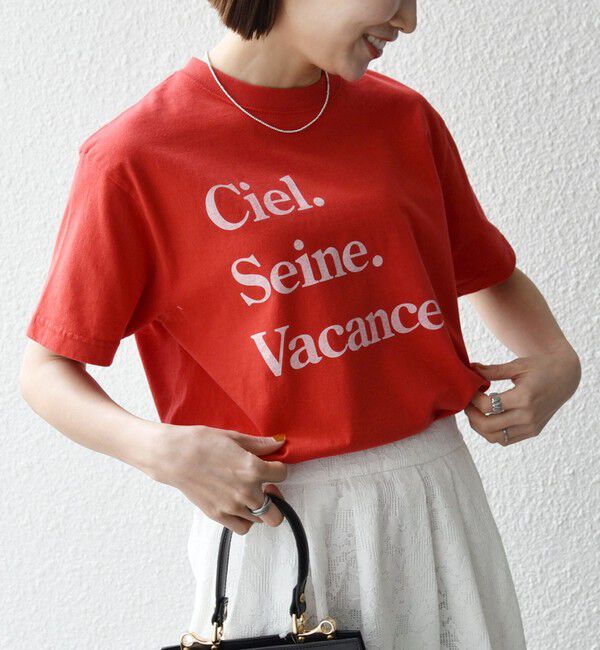 SHIPS any「《一部追加予約》TRICOMER:〈洗濯機可能〉フレンチ ロゴ プリント TEE」|Tシャツ・カットソー|