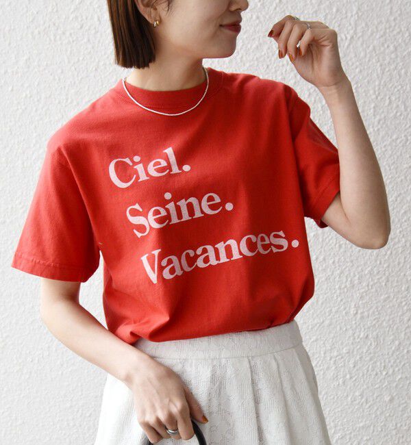 SHIPS any「《一部追加予約》TRICOMER:〈洗濯機可能〉フレンチ ロゴ プリント TEE」|Tシャツ・カットソー|