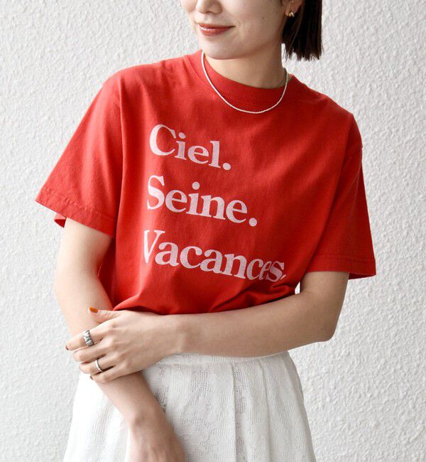 SHIPS any「《一部追加予約》TRICOMER:〈洗濯機可能〉フレンチ ロゴ プリント TEE」|Tシャツ・カットソー|