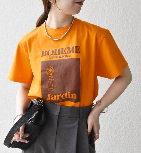 SHIPS any「《一部追加予約》TRICOMER:〈洗濯機可能〉フレンチ ロゴ プリント TEE」|Tシャツ・カットソー|オレンジ