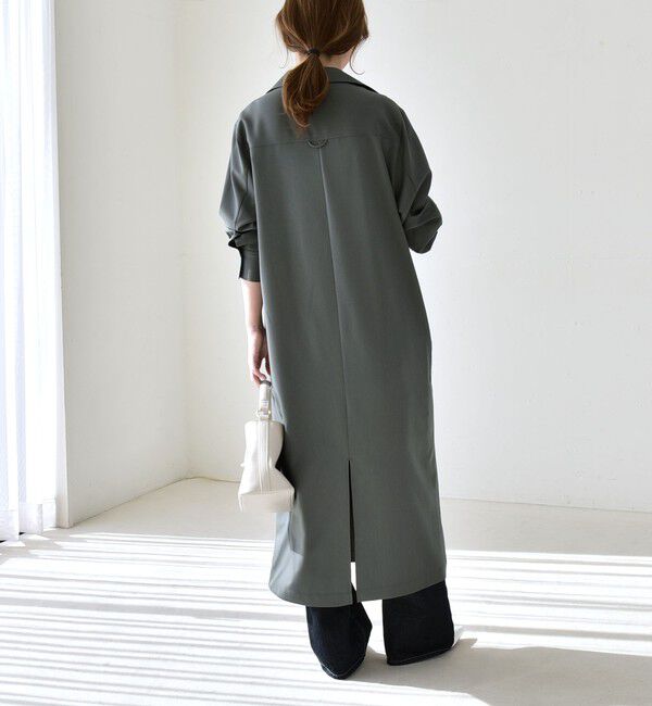 quaranciel「quaranciel:〈洗濯機可能〉Vネック スキッパー ロング シャツ ワンピース」|ワンピース|