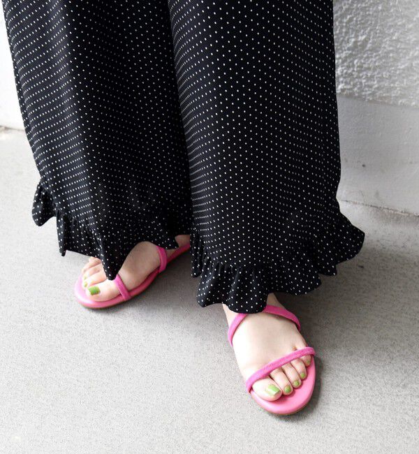 SHIPS any「【SHIPS any別注】eblouna: フラット ナロー ストラップ サンダル」|サンダル|ピンク