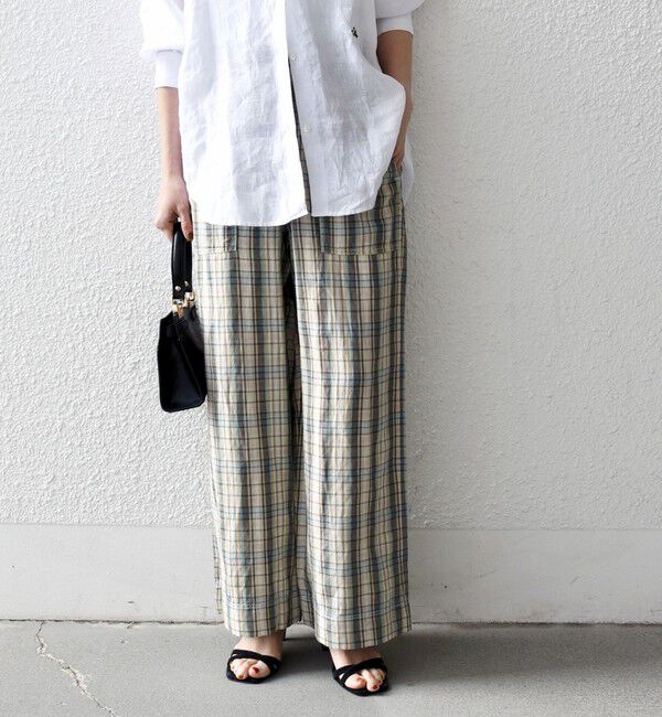 SHIPS any「SHIPS any:〈洗濯機可能〉リネン ミックス イージー ベイカー パンツ（チェック）」|その他|