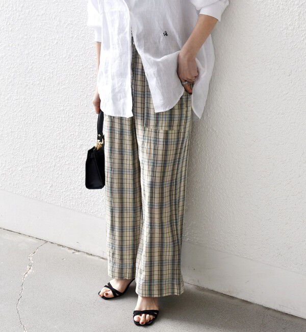 SHIPS any「SHIPS any:〈洗濯機可能〉リネン ミックス イージー ベイカー パンツ（チェック）」|その他|