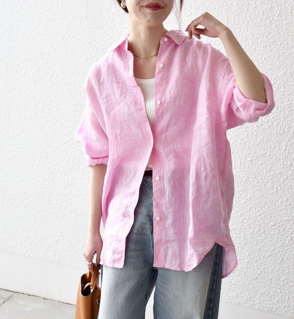 SHIPS any「SHIPS any:〈洗濯機可能〉リネン 刺繍 レギュラー ルーズ シャツ」|シャツ・ブラウス|