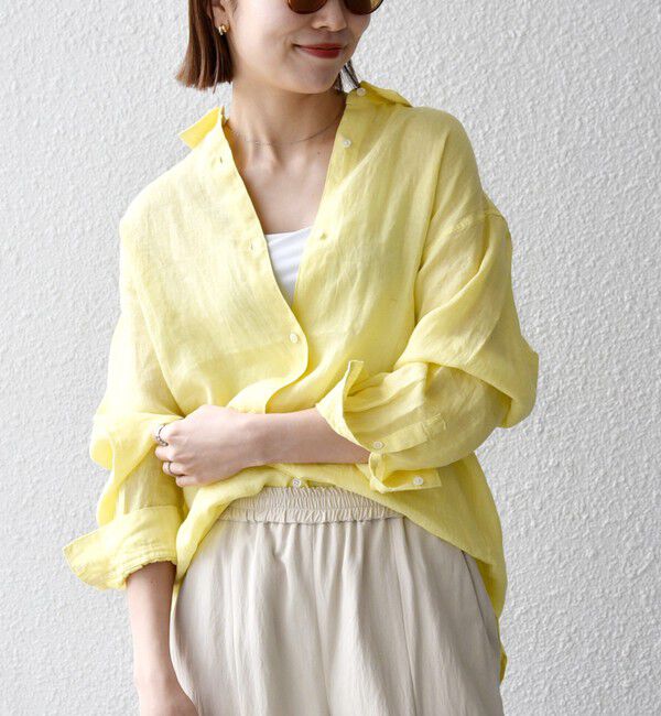 SHIPS any「SHIPS any:〈洗濯機可能〉リネン 刺繍 レギュラー ルーズ シャツ」|シャツ・ブラウス|