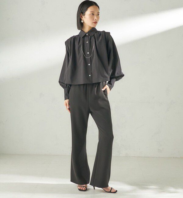 SHIPS for women「堀田茜&times;SHIPS:〈接触冷感/撥水/洗濯機可能〉TEXBRID(R) ギャザー ブラウス」|シャツ・ブラウス|