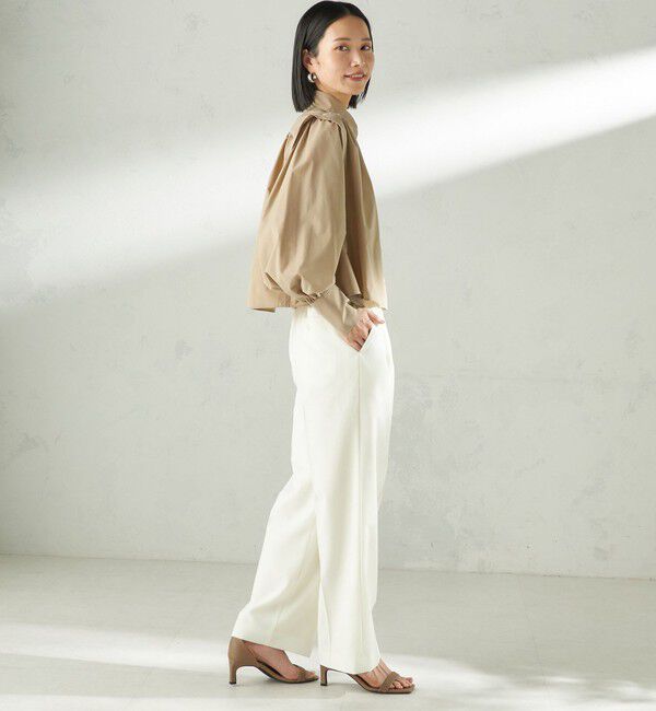 SHIPS for women「堀田茜&times;SHIPS:〈接触冷感/撥水/洗濯機可能〉TEXBRID(R) ギャザー ブラウス」|シャツ・ブラウス|