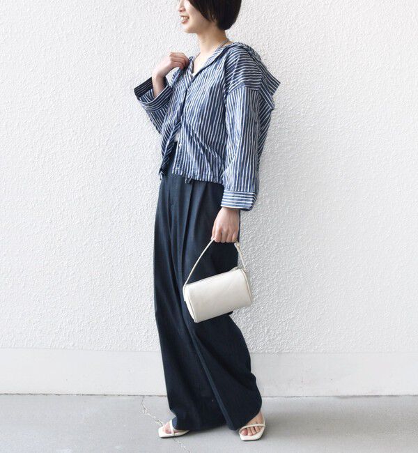 SHIPS for women「【WEB限定】〈手洗い可能〉ストライプ フード 羽織り シャツ」|シャツ・ブラウス|