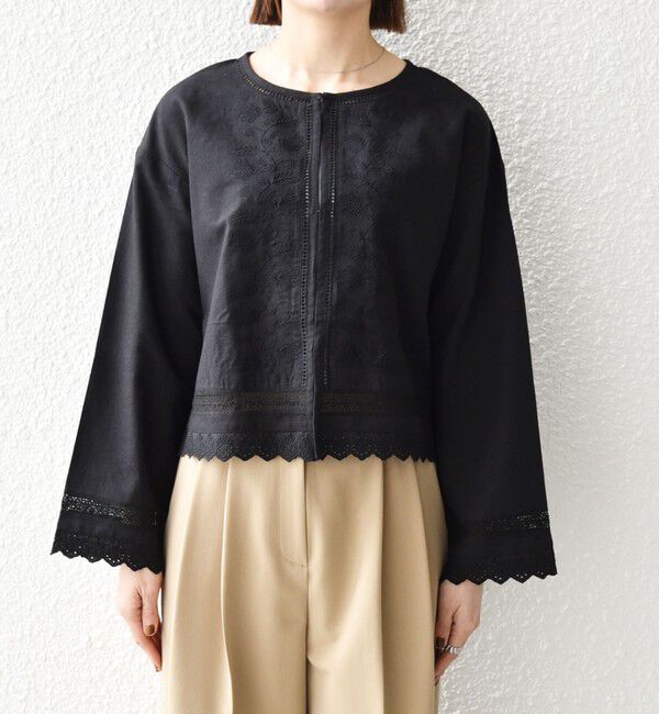 SHIPS any「SHIPS any:〈手洗い可能〉リネンミックス ハシゴレース コンパクト シャツ カーディガン」|カーディガン|