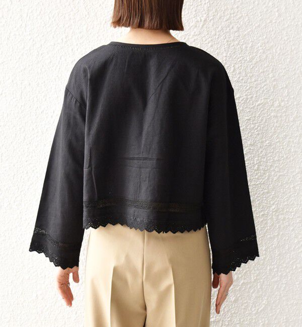 SHIPS any「SHIPS any:〈手洗い可能〉リネンミックス ハシゴレース コンパクト シャツ カーディガン」|カーディガン|