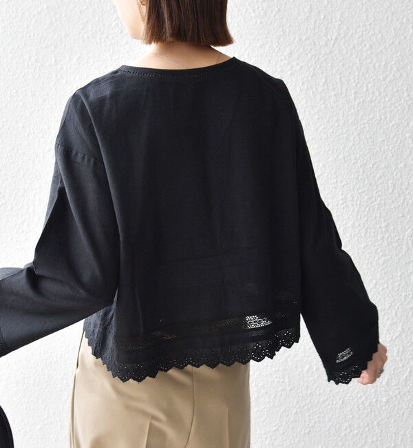 SHIPS any「SHIPS any:〈手洗い可能〉リネンミックス ハシゴレース コンパクト シャツ カーディガン」|カーディガン|