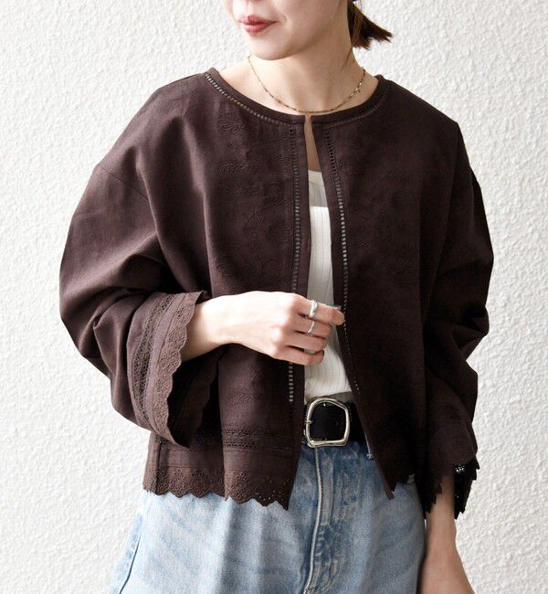 SHIPS any「SHIPS any:〈手洗い可能〉リネンミックス ハシゴレース コンパクト シャツ カーディガン」|カーディガン|