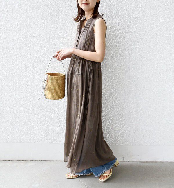 SHIPS for women「《予約》〈手洗い可能〉コットン オーガンジー 刺繍 ウエスト ドロスト ワンピース」|ワンピース|