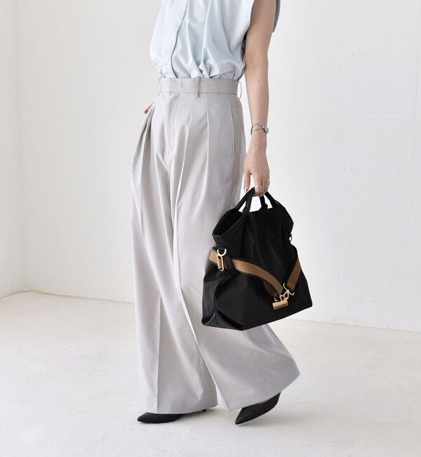 quaranciel「《予約》quaranciel:〈洗濯機可能〉CALCULO(R)使用 イージー タック ワイド パンツ」|その他|