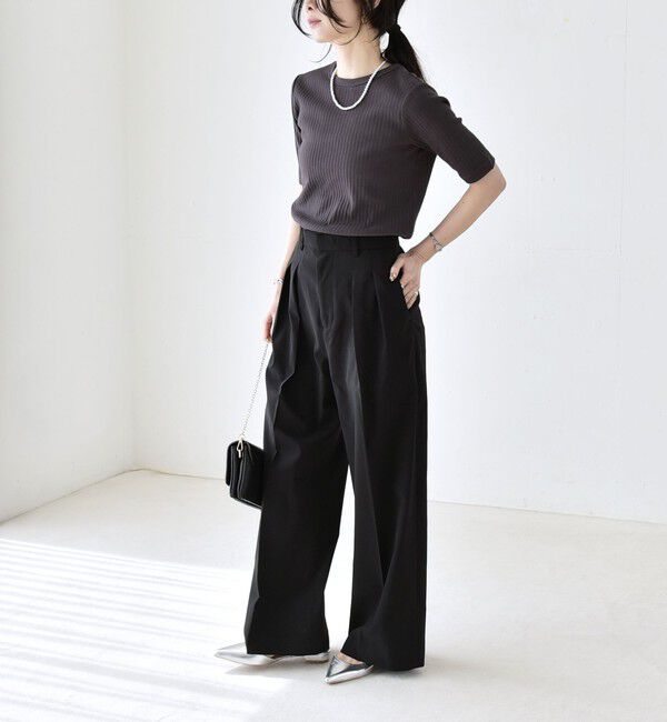 quaranciel「《予約》quaranciel:〈洗濯機可能〉CALCULO(R)使用 イージー タック ワイド パンツ」|その他|