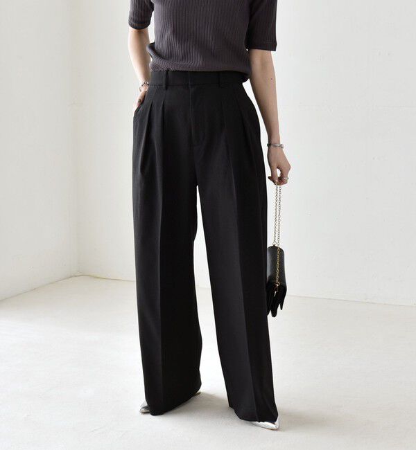 quaranciel「《予約》quaranciel:〈洗濯機可能〉CALCULO(R)使用 イージー タック ワイド パンツ」|その他|